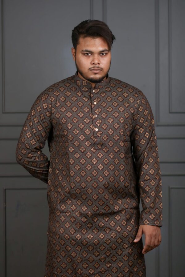 Premium Afsan Print Panjabi Gold